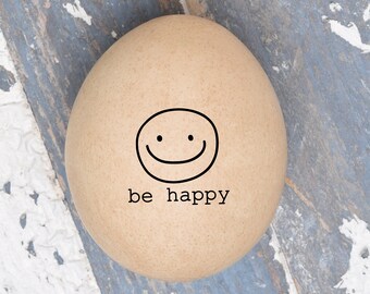 Mini Chicken Egg Stamp - Be Happy - Chicken Egg Stamp - Fresh Eggs Farmhouse  Chicken Lover Gift Idea  Stamp for Chicken Eggs Happy Egg