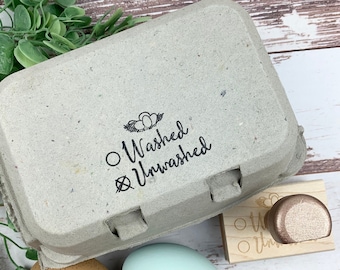 Washed Unwashed Eggs Stamp – Egg Carton Label, Chicken Keeper Gift