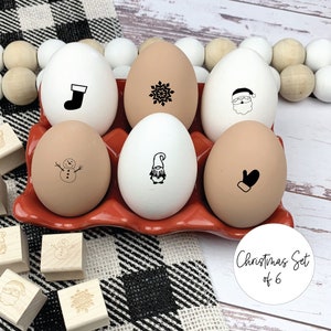 6 Christmas Mini Egg Stamps - Egg Stamp Bundle - Chicken Babies - Chickens - Chicken Lover Gift Idea - Egg Carton Stamp - FarmhouseMaven