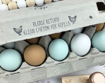 Please Return Clean Carton - Egg Carton Stamp - Raising Backyard Chickens - Custom Egg Carton Stamp - Raising Chickens - Chicken Lover Gift