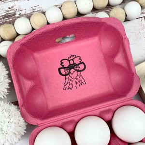 Egg Carton Stamp -  Funny Chicken Face - Egg Carton Label - Fresh Eggs - Chicken Coop - Chickens - Chicken Lover Gift Idea - Farm Gift
