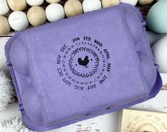 Egg Carton Stamp -  Egg Date Stamp - 2x2 - Egg Carton Label - Egg Stamp - Custom Egg Carton - Chickens - Chicken Lover Gift Idea -Fresh Eggs