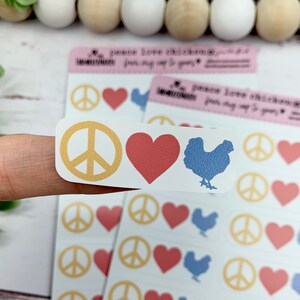 Peace Love Chicken Stickers - Egg Carton Stickers - Chicken Planner Sticker - Hippie - Chicken Lover Gift Idea - Egg Carton