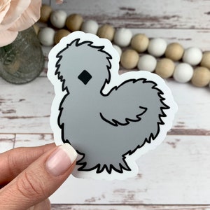 Gray Silkie Bumper Sticker - Chicken Sticker - Chicken Coop Sticker - Cute Chicken Sticker - Laptop Sticker - Chicken Lady Gift Idea