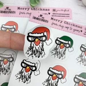 Christmas Chicken Face Stickers - Egg Carton Stickers - Cute Chicken Sticker - Chicken Lover Gift Idea - Farm Christmas