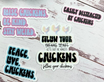 Funny Chicken Stickers - Set of 4, Car/Laptop Bumper Stickers
