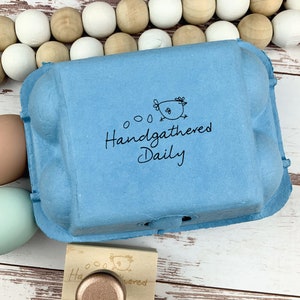 Egg Carton Stamp Handgathered Daily - Fresh Eggs Stamp - Personalized Egg Carton - Chicken Lover Gift Idea - Coop - FarmhouseMaven
