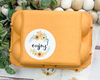Enjoy Egg Carton Stickers - Fresh Eggs - Egg Carton Sticker - Color Egg Carton Backyard Chickens  Chicken Lover Gift Idea - Stocking Stuffer