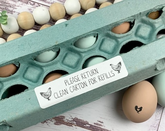 60 Please Return Clean Carton Sticker - Egg Carton Stickers - Chicken Egg Carton - Farm Logo Sticker - FarmhousesMaven - Chicken Egg Carton