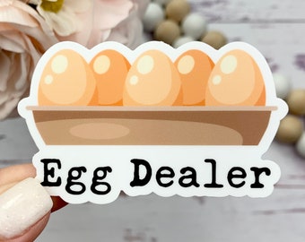 Egg Dealer Large Sticker - Fresh Eggs Sticker - Fresh Egg Carton Sticker - Backyard Chickens - Farm Fresh Chicken Eggs - Cute Egg Sticker