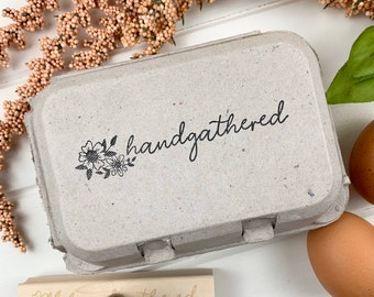 Hand Gathered Egg Carton Stamp - Personalized Egg Carton Stamp - Custom Egg Carton Stamp - Homestead - Farmers Market - Farm Fresh Eggs