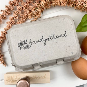 Hand Gathered Egg Carton Stamp - Personalized Egg Carton Stamp - Custom Egg Carton Stamp - Homestead - Farmers Market - Farm Fresh Eggs
