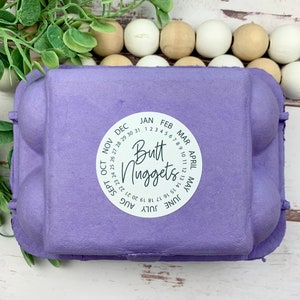 Butt Nugget Egg Date Stickers - Farm Fresh Stickers - Egg Carton Sticker - Egg Carton Label -  Chicken Lover Gift Idea - Chicken Coop - Duck