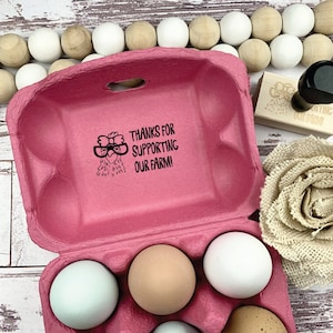 Thanks for Supporting Our Farm - Egg Carton Stamp - Fresh Eggs - Custom Egg Carton Stamp - Vintage Egg Carton - Chicken Lover Gift Idea