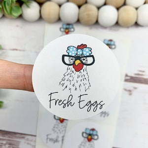 Egg Carton Stickers - Funny Chicken Face - Fresh Eggs - Egg Carton Sticker - Backyard Chickens - Chicken Lover Gift Idea - Stocking Stuffer