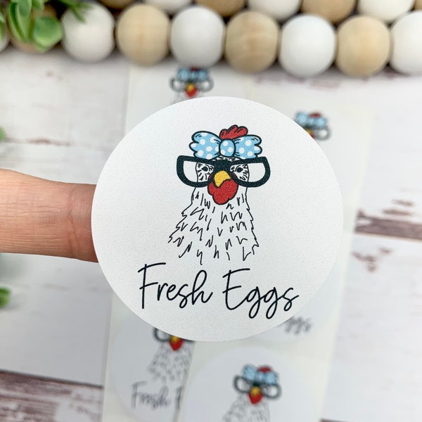 Egg Carton Stickers - Funny Chicken Face - Fresh Eggs - Egg Carton Sticker - Backyard Chickens - Chicken Lover Gift Idea - Stocking Stuffer