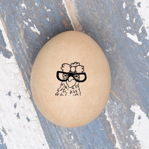 Mini Egg Stamp - Silly Chicken Face with Glasses - Chicken Egg Stamp -  Chickens - Chicken Stamp -  Chicken Coop - Egg Carton