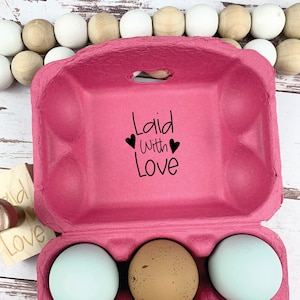 Egg Carton Stamp -  Laid with Love - Egg Carton Label - Fresh Eggs - Chicken Coop - Chickens - Chicken Lover Gift Idea - Farm Gift
