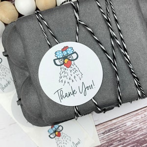 Thank You Egg Carton Stickers - Funny Chicken Face - Fresh Eggs - Egg Carton Sticker - Backyard Chickens - Chicken Lover Gift Idea
