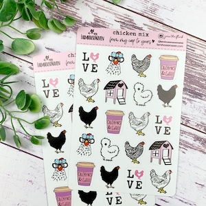 So Cute Chicken Lover Stickers- Egg Carton Stickers - Black and White Chicken Sticker - Cute Chicken Stickers - Gift Idea
