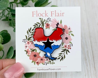 Red White and Blue Chicken Pin - Cute Chicken Pin - Chicken Gift - FarmhouseMaven - Fresh Eggs - Chicken Lover Gift Idea - Chicken Coop