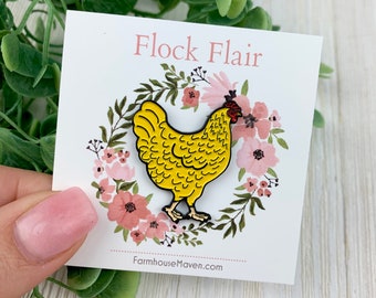 Enamel Chicken Pin - Cute Chicken Pin - Buff Orpington - Hen Pin - Chicken Gift - Chicken Lover Gift - Country Wedding Favor