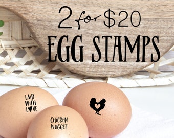 Mini Egg Stamps - SALE - Mix & Match - Farm Fresh Eggs Stamper - Chicken Lover- Egg Carton Stamp - Chicken Lover Gift Idea