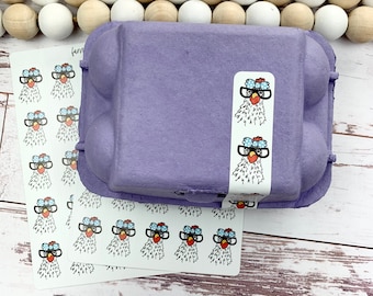 Egg Carton Tape - Egg Carton Label - Chicken Face with Glasses - Chicken Lover Gift idea - Duck Egg Carton - Fresh Eggs - Stocking Stuffer