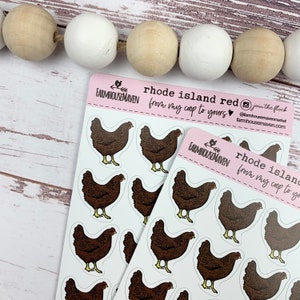 Rhode Island Chicken Stickers - Free Shipping - Egg Carton Stickers - Yellow Chicken Sticker - Cute Chicken Stickers  Egg Carton Gift Idea
