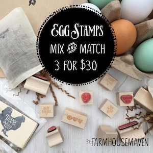 Mini Egg Stamp - SALE - Mix & Match - Farm Fresh Eggs Stamp -  Chicken Egg Stamp - Egg Carton Stamp - FarmhouseMaven - Farmhouse Maven