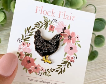 Enamel Chicken Pin - Cute Chicken Pin - Black Orpington - Orpington Chicken - Chicken Gift - Chicken Lover - Country Wedding Favor