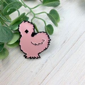 Enamel Chicken Pin - Cute Chicken Pin - Pink Silkie Chicken - Farm Pin ...