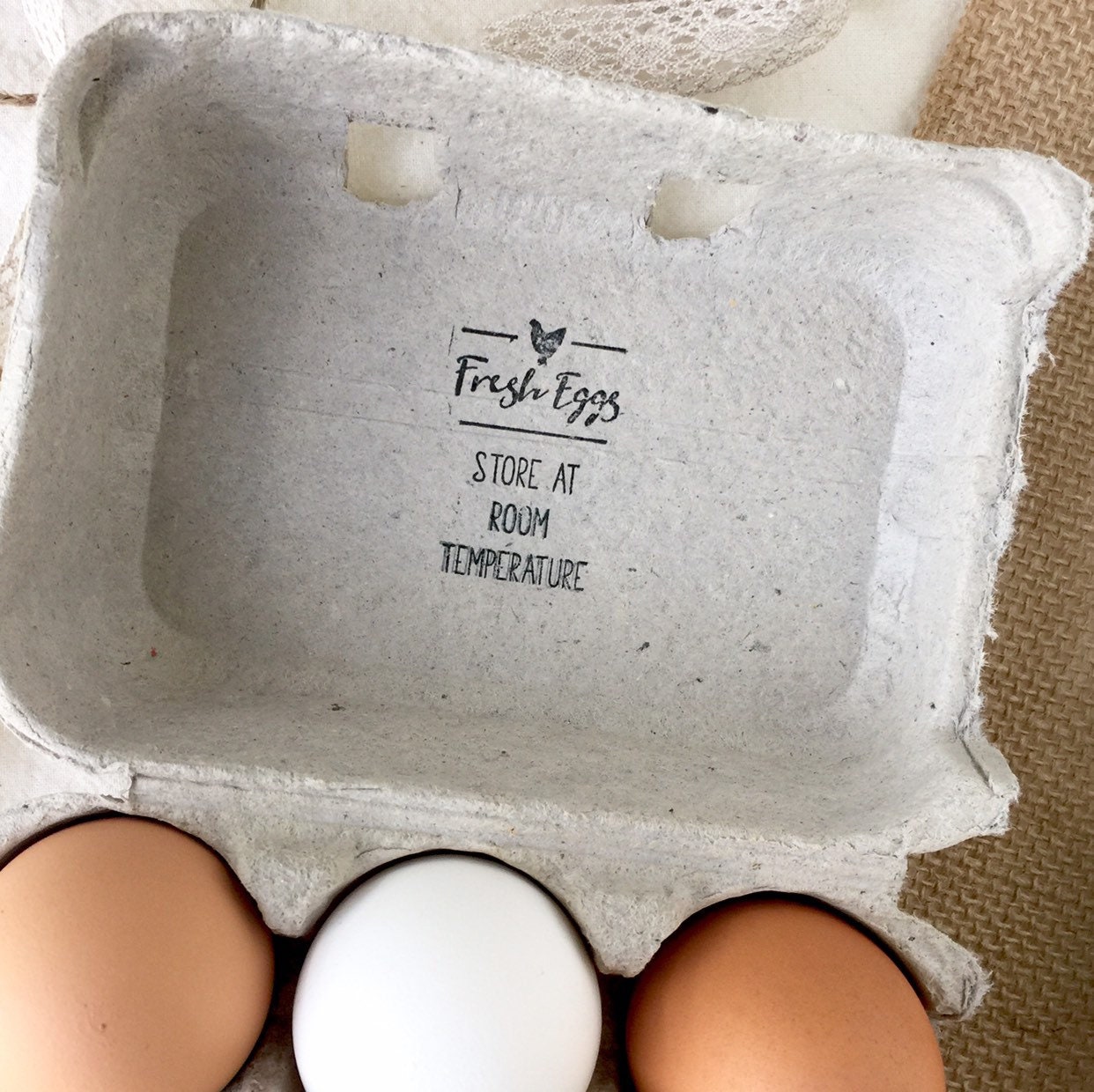 Store at Room Temperature Egg Carton Stamp Fresh Eggs Chickens