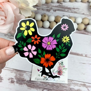 Flower Chick Bumper Sticker - Chicken Sticker - Chicken Coop Sticker - Cute Chicken Sticker - Laptop Sticker - Chicken Lady Gift Idea