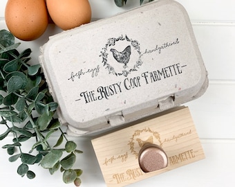 Custom Egg Carton Stamp - Farm Fresh Eggs Stamper - Chicken Design - FarmhouseMaven