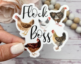 Flock Boss Chicken Sticker - Cute Chicken Sticker - Chicken Bumper Sticker - Chicken Lover Gift Idea - Egg Carton Label Sticker - Laptop