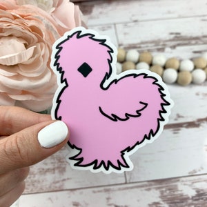 Pink Silkie Bumper Sticker - Chicken Sticker - Chicken Coop Sticker - Cute Chicken Sticker - Laptop Sticker - Chicken Lady Gift Idea