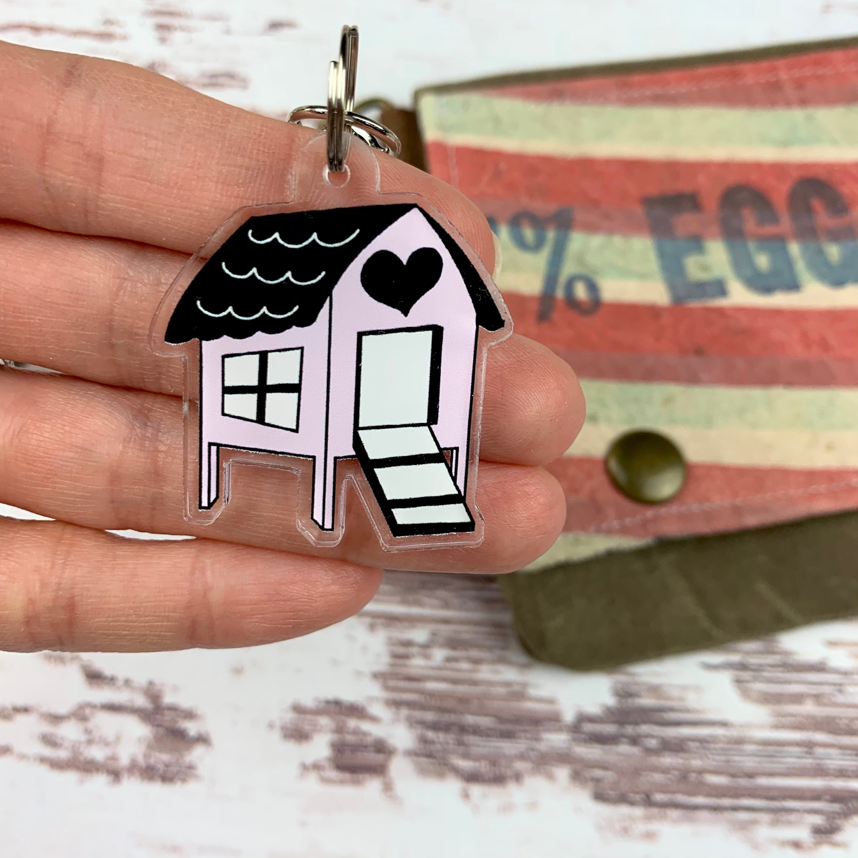 Cute Chicken Keychain Chicken Coop Keychain Chicken Etsy