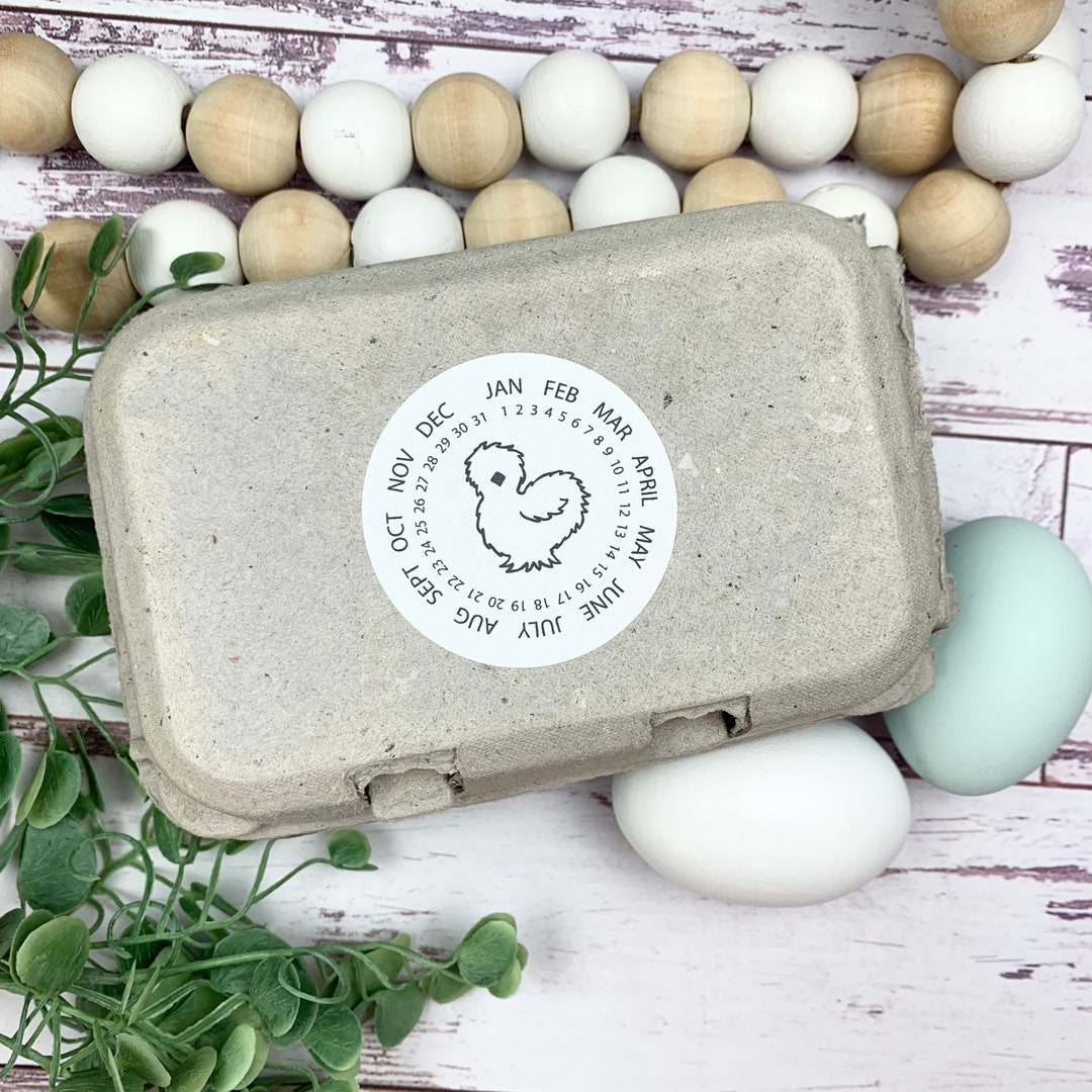 Egg Carton Date Sticker Label - Funny Chicken Face - Egg Carton Design ...