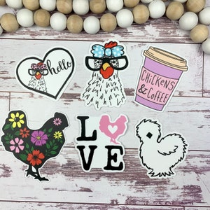 Cute Chicken Bumper Sticker Set of 6 - Chicken Lover Gift Idea - Chicken Laptop Sticker - Chicken Stocking Stuffer - Farmhousemaven Silkie