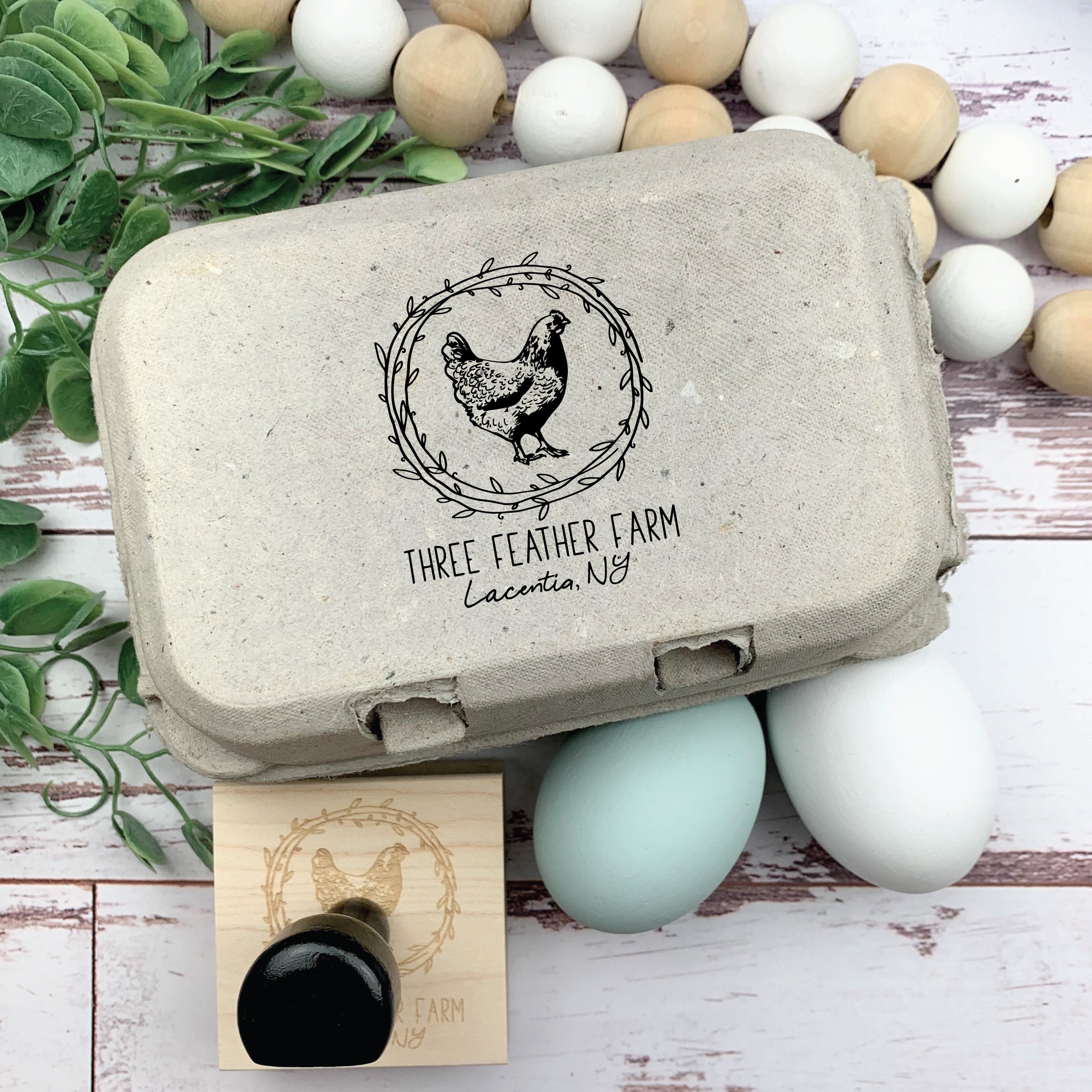 CHYHMYT | Egg Cartons Stamp | Personalized Eggs Carton Stamps | Chicken Eggs Stamper | Custom Wooden Rubber Stamp | Farm Stampers (3x3 Inches)