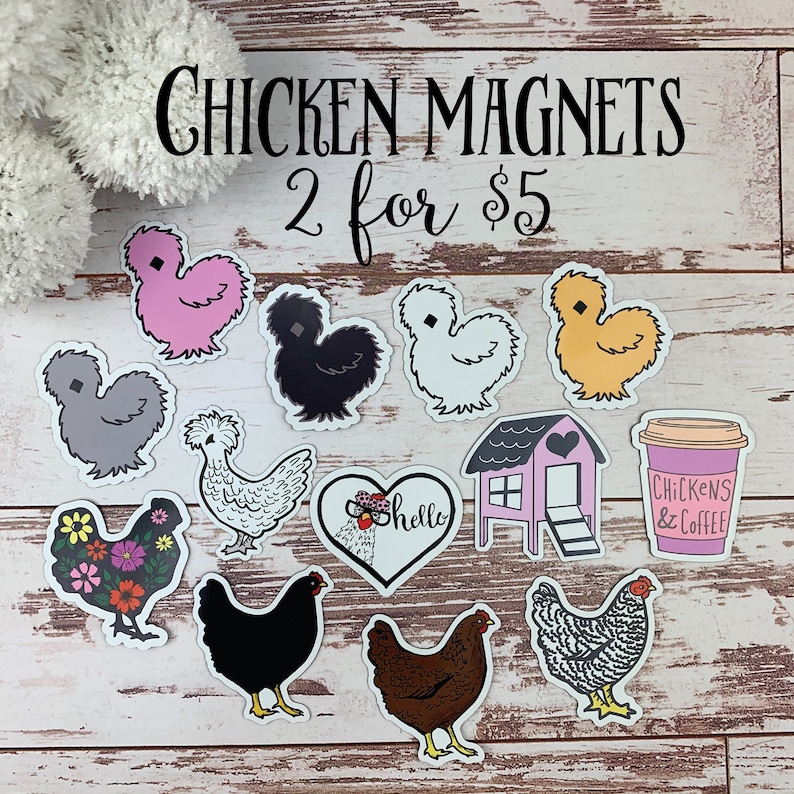 Mix and Match Chicken Magnets - Pretty Fridge Magnet - Christmas - Cute Chicken - Chicken Decor - Chicken Lady Gift Idea - FarmhouseMaven 