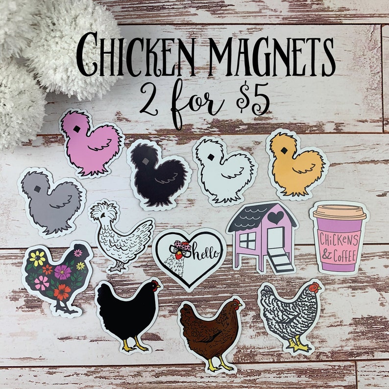 Mix and Match Chicken Magnets - Pretty Fridge Magnet - Christmas - Cute Chicken - Chicken Decor - Chicken Lady Gift Idea - FarmhouseMaven 