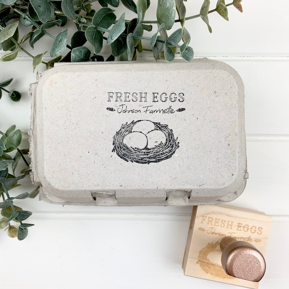 CHYHMYT | Egg Cartons Stamp | Personalized Eggs Carton Stamps | Chicken Eggs Stamper | Custom Wooden Rubber Stamp | Farm Stampers (3x3 Inches)