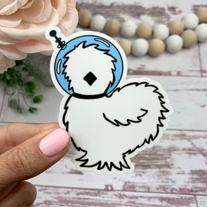Silkie in Space Large Sticker - Chicken Sticker - Bumper Sticker - Chicken Coop Sticker - Cute Chicken - Laptop Chicken Lady Gift Idea