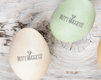 Egg Stamp - Butt Nugget - Egg Stamp -  Chickens - Chicken Stamp - Farmers Market - Egg Carton - Funny Stamp - FarmhouseMaven