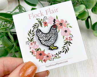 Enamel Plymouth Rock Chicken Pin – Farmhouse Flair