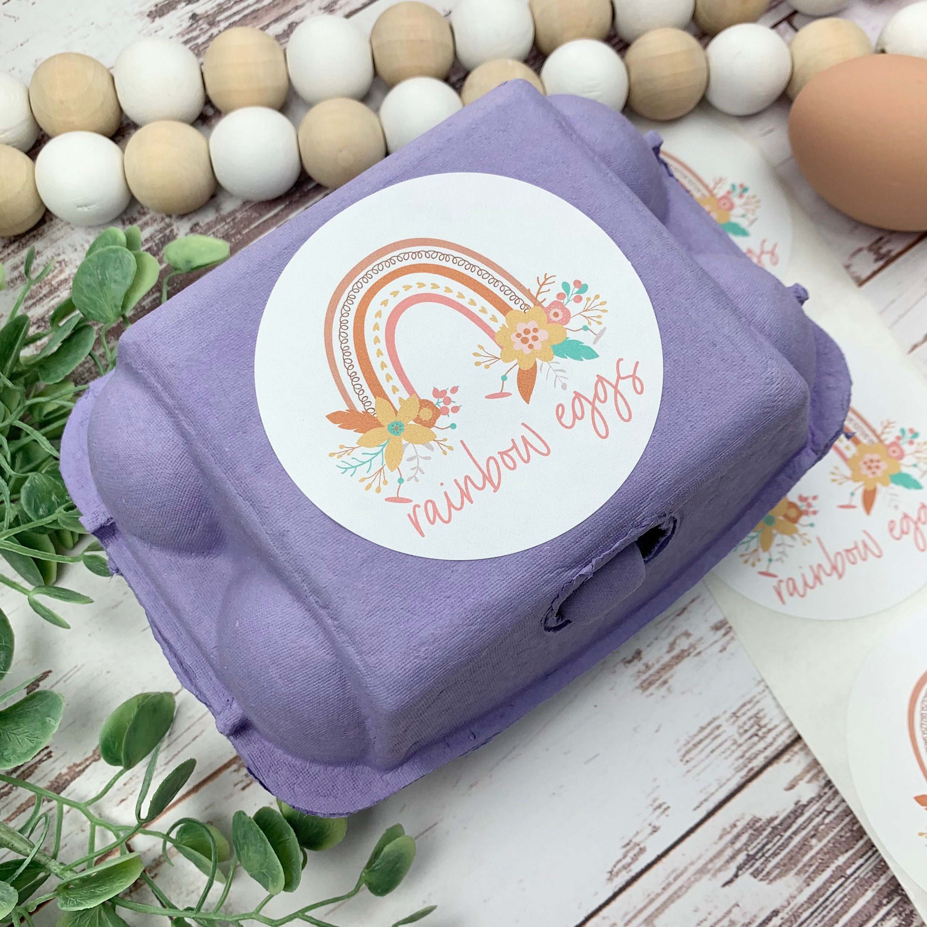 Rainbow Eggs Carton Stickers Cute Egg Carton Label Farm Etsy