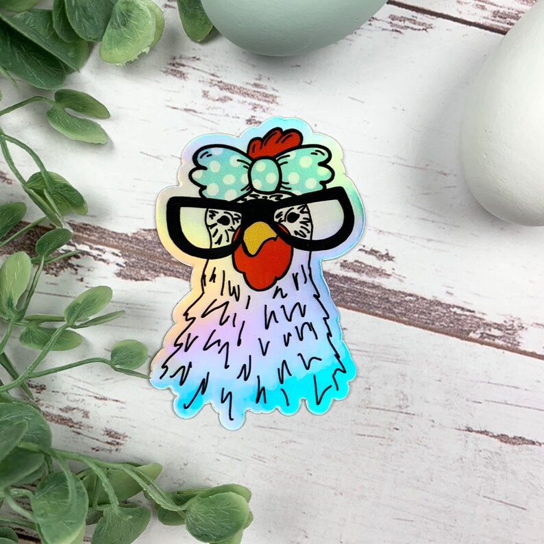 Chicken Face Holographic Sticker - Chicken Sticker - Chicken Coop ...