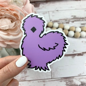 Purple Silkie Bumper Sticker - Chicken Sticker - Chicken Coop Sticker - Cute Chicken Sticker - Laptop Sticker - Chicken Lady Gift Idea